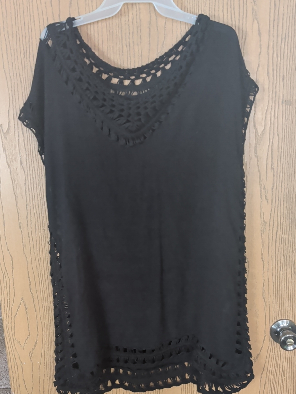 Black Crochet Detail Tunic Top